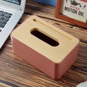 Wholesale Wood Grain <b>Paper</b> Living Dining Room Plastic Storage <b>Tissue</b> Box Printing Advertising Logo - Product Image 3