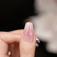 Faux ongles roses à presser, forme cercueil, motif nœud, étoile, écossais, strass, réutilisables pour femmes