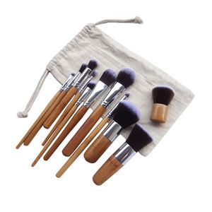 Lot <span class=keywords><strong>de</strong></span> 11 pinceaux <span class=keywords><strong>de</strong></span> maquillage pour fard à paupières bon marché avec manche en bambou et sac - Product Image 5