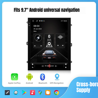 Radio Mobil Tesla Layar Sentuh Vertikal 2 DIN 9.7 inci, Carplay Universal, Multimedia, Head Unit Android