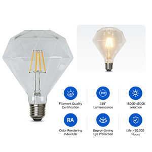 Lampe à filament LED transparente en forme de losange plat B22 E27 grande et petite <span class=keywords><strong>ampoule</strong></span> décorative à bouche à vis - Product Image 2