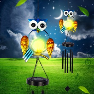 Oniya carillons éoliens solaires LED à énergie solaire hibou métal changeant de couleur carillon veilleuse pour maison jardin chambre - Product Image 4