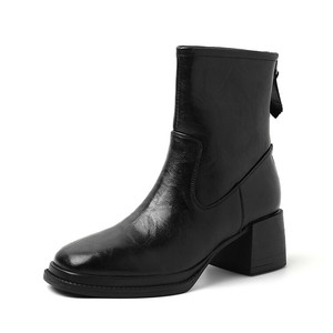 Botines de tacón grueso, modernos, versátiles y elegantes, de media caña, para otoño e invierno. - Product Image 1