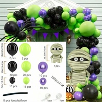 Ballons en latex violet et vert pour Halloween - Motifs toile d'araignée et momie pour arche de fête, guirlandes et décoration de maison hantée