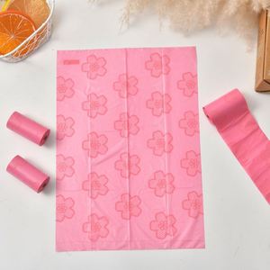 Sacs à déjections canines écologiques EPI OEM/ODM, anti-fuite, extra épais, motif fleur de cerisier rose, pour promenades canines, nouvelle mode biodégradable - Product Image 2