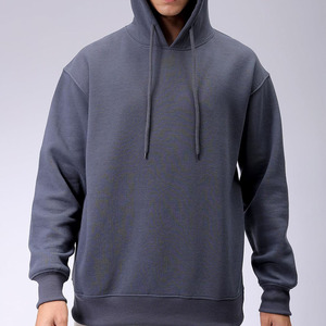 Sudadera con capucha de algodón extragrande para hombre al por mayor, con diseño liso, estilo casual urbano, y personalización. - Product Image 3