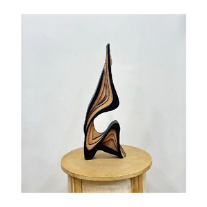 Chêne Paramétrique Abstrait Bois Sculpture Art Déco Style Nature Morte Motif <span class=keywords><strong>Table</strong></span> Top - Product Image 4