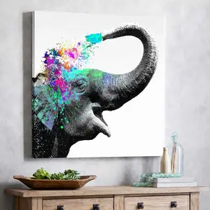Canvas Print Modern Impress Artwork Small Pop Happy Cheery Elephant Pictures wall decoration painting