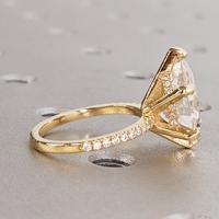 0,5-3 Karat Birnenförmiger, individuell gefertigter V-Krappen-Pavé-Solitär-Verlobungsring mit im Labor gezüchtetem Diamanten, 18 Karat massivem Gold, IGI-zertifiziert, CVD/HPHT, DEF-Farbe