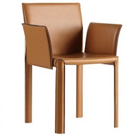 Chaise de salle à manger contemporaine en cuir pleine fleur avec accoudoirs, idéale pour le bureau et la maison, modèle pour salle informatique