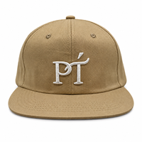 Casquette de baseball kaki à visière plate en gros avec broderie 3D en relief personnalisée et calotte structurée pour la marque de streetwear