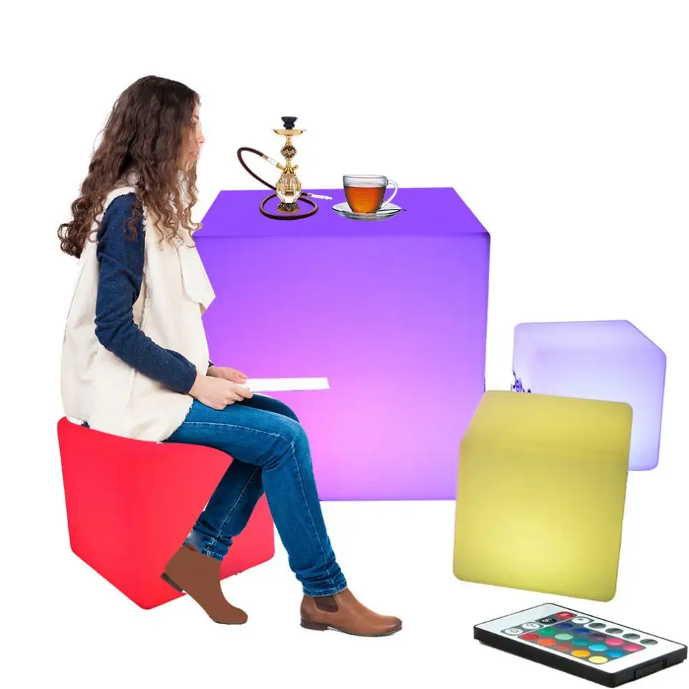 Akku-Wiederaufladbare fantastische beleuchtete Led-Möbelwürfelstuhl Bar-Bodenstühle