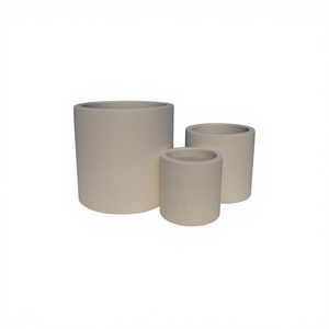 Minimalist White <b>Ceramic</b> <b>Flower</b> <b>Pot</b> Glazed Finish Indoor Plant Planter Desktop Use Circular Design - Product Image 3
