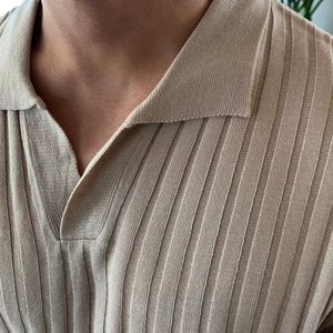 M-3XL ファッションポロネックTシャツ 若者に人気のスタンダードTシャツ エレガントでトレンディな七分袖シャツ - Product Image 5