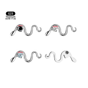 Piercing en Titane F136 de Grade Implantable pour Humain, avec Zircon, pour Oreille, Lèvre ou Cartilage, Motif Reptile Serpent - Product Image 5