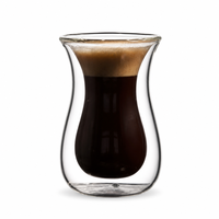 Tasses en verre borosilicate à double paroi avec poignée, isolées, résistantes à la chaleur et anti-brûlure, pour café et lait, 80/150/250/350/450 ml
