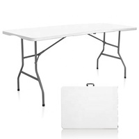 Table pliante rectangulaire en plastique HDPE blanc de haute qualité, capacité 500 lbs, pour la restauration et les banquets, 6 pieds