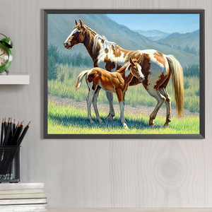 DIY 40x50cm Brownish White <strong>Horse</strong> Diamond <strong>Painting</strong> Full Round Beads Animal Theme Diamond <strong>Painting</strong> for Home Decoration - Product Image 3