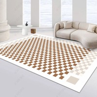 Tapis en velours cristal pelucheux, lavable, en polyester, antidérapant, absorbant l'eau, style chinois, impression numérique, pour salon, bureau