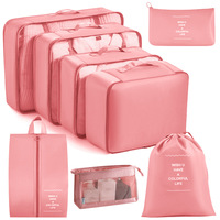 Sac de rangement de cubes d'emballage en nylon de luxe de haute qualité 8 ensembles pour les organisateurs de voyage avec fermeture à chaîne motif géométrique