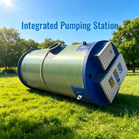 Station de relevage souterraine préfabriquée en PRV pour eaux usées, double pompe, prête pour PLC/SCADA, moteur avec protection IP68, 10-30kW, 380V/220V/110V