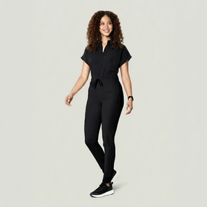 Conjunto de Uniforme Médico para Mujer, Pantalones de Punto Negros con Cintura Ajustable - Product Image 1