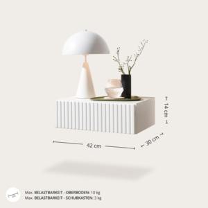 Mesa <span class=keywords><strong>de</strong></span> <span class=keywords><strong>Noche</strong></span> Flotante <span class=keywords><strong>de</strong></span> Diseño Ahorrador <span class=keywords><strong>de</strong></span> Espacio con Montaje en Pared, Acabado <span class=keywords><strong>Blanco</strong></span> Acanalado, para Dormitorio o Sala <span class=keywords><strong>de</strong></span> Estar, MOQ 300 - Product Image 4