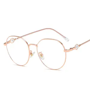 Occhiali di perle in metallo oro rosa incorniciano la luce blu che blocca gli occhiali in metallo fornitore di montature per occhiali