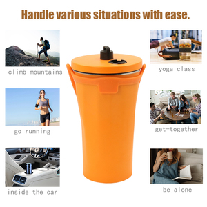 Gobelet isotherme portable en acier inoxydable double paroi de 600 ml, anti-fuite, écologique, avec poignée et couvercle, grande capacité, idéal comme cadeau - Product Image 2