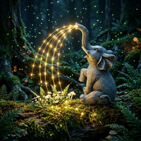 Lampu Taman Tenaga Surya 50 LED Resin Gajah Lampu Mengalir untuk Teras Halaman Kebun Hadiah dan Pasokan Grosir untuk Pembeli Eceran