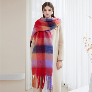 Hiver Nouveau Style Européen et Américain Echarpe AC Colorée Avec Grille Arc-En-Ciel Echarpe Chaude Épaissie - Product Image 2