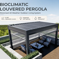 Pergola rétractable électrique sur mesure 5x6m, auvent pliant en aluminium robuste avec système de drainage par gouttière