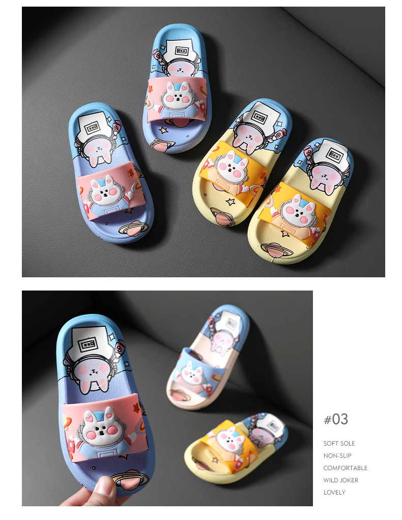 Children Slippers Summer Space Rabbit Indoor Non-slip Soft Baby Cartoon Slippers for Boys and Girls