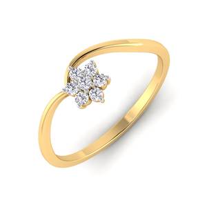 Bague de fiançailles classique en or 18 carats avec tige de fleur fantaisie avec sertissage de broches en diamant cultivé en laboratoire pour les cadeaux de fêtes ensemble de bijoux fins - Product Image 1