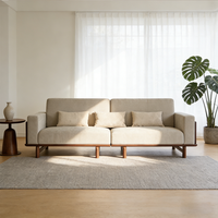 Canapé carré 3 places en bois massif de noyer noir américain, design moderne et minimaliste pour appartement, hôtel, petit espace, salon