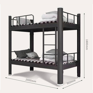 Tempat tidur asrama ukuran Queen kualitas baik kasur loteng ranjang susun logam dewasa dengan tangga - Product Image 5