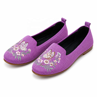 2026 Mocassins Femme Broderie Papillon Et Fleurs Dessus Tricot Volant Sans Lacets Semelle Extérieure PVC Flexible Chaussures Pla