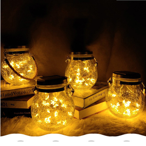 Outdoor Pendurado LED Mason <span class=keywords><strong>Jar</strong></span> Luz Crack Garrafa De Vidro lâmpada Lanterna <span class=keywords><strong>Solar</strong></span> Luz - Product Image 1