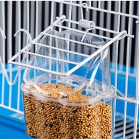 Mangeoire pour perroquet Fournitures pour oiseaux Cage à oiseaux Bol suspendu Boîte d'alimentation Conteneur de nourriture en plastique pour animaux de compagnie