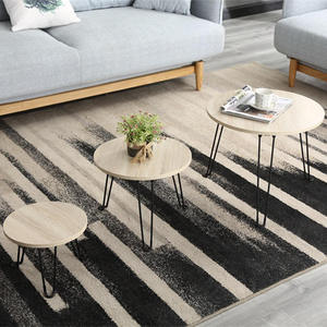 Customized Solid Wood <b>C</b>-Shaped Nesting Coffee <b>Table</b> Set Iron Frame Modern Design Durable Eco-Friendly Living Room Storage - Product Image 3