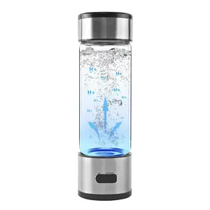 Garrafa de água com filtro de hidrogênio, garrafa de vidro para gerador de água, ionizador de hidrogênio H2O, 420ml
