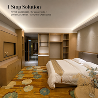 Ensemble de meubles de chambre personnalisés : Armoire sur mesure, Panneau mural TV, Console, Lit rembourré, Mobilier d'hôtel
