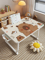 Bureau d'ordinateur pliable pour chevet, dortoir, chambre à coucher, fenêtre en baie, bureau d'étude paresseux pour étudiant avec port USB, porte-gobelet et étagère