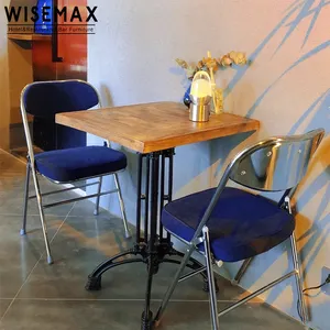 WISEMAX mobilya açık fast food metal katlanır sandalyeler modern yemek sandalyesi restoran metal ahşap üst yemek sandalyeleri masa seti