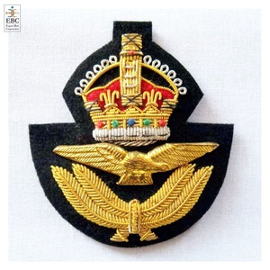 Usine Afrique Algérie Maroc Insigne brodé à la main personnalisé Bullion Blazer Crêtes Patch en or blanc Bullion Wire et soie - Product Image 2