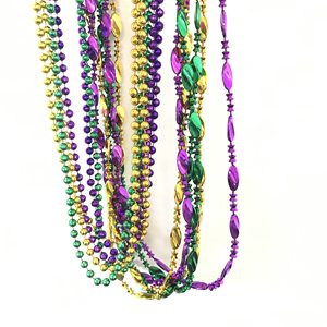 Juego de Cuentas de Mardi Gras, Collares Metálicos en Morado, Dorado y Verde para Disfraces de Mascarada, Fiestas y Eventos (13 Piezas) SP-8 - Product Image 4
