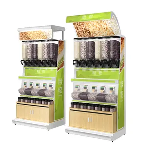 Estantes de almacenamiento de exhibición de dulces de comida seca a granel montados en la pared de alta calidad de supermercado con dispensador y contenedores
