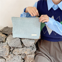 Pochette de voyage en velours côtelé pour femme, trousse de maquillage en tissu de coton, organiseur de rouge à lèvres, pochette à fermeture éclair tendance, étui pour téléphone