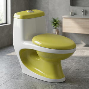 WC monobloc en céramique blanc et bleu de designer pour villas de luxe - Product Image 2
