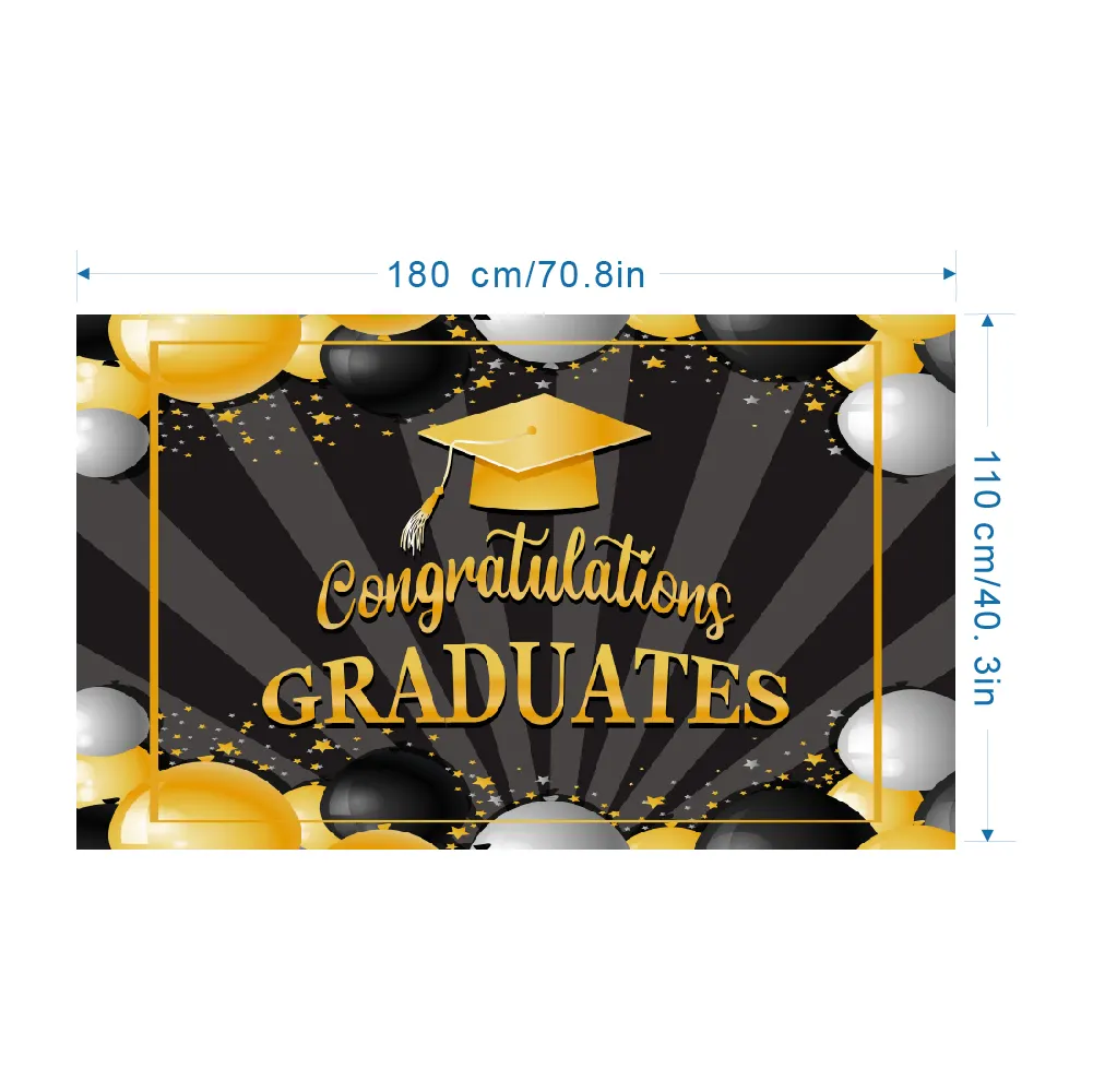 2023 New Graduation Banner Graduation Theme Party Black Stripe Background Decoration Background Fabric